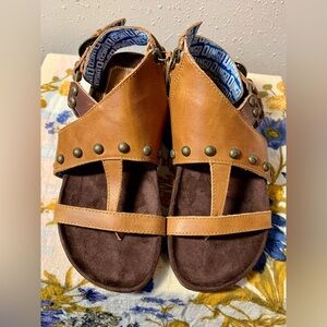 dingo Brown and Tan Studded Leather Sandals